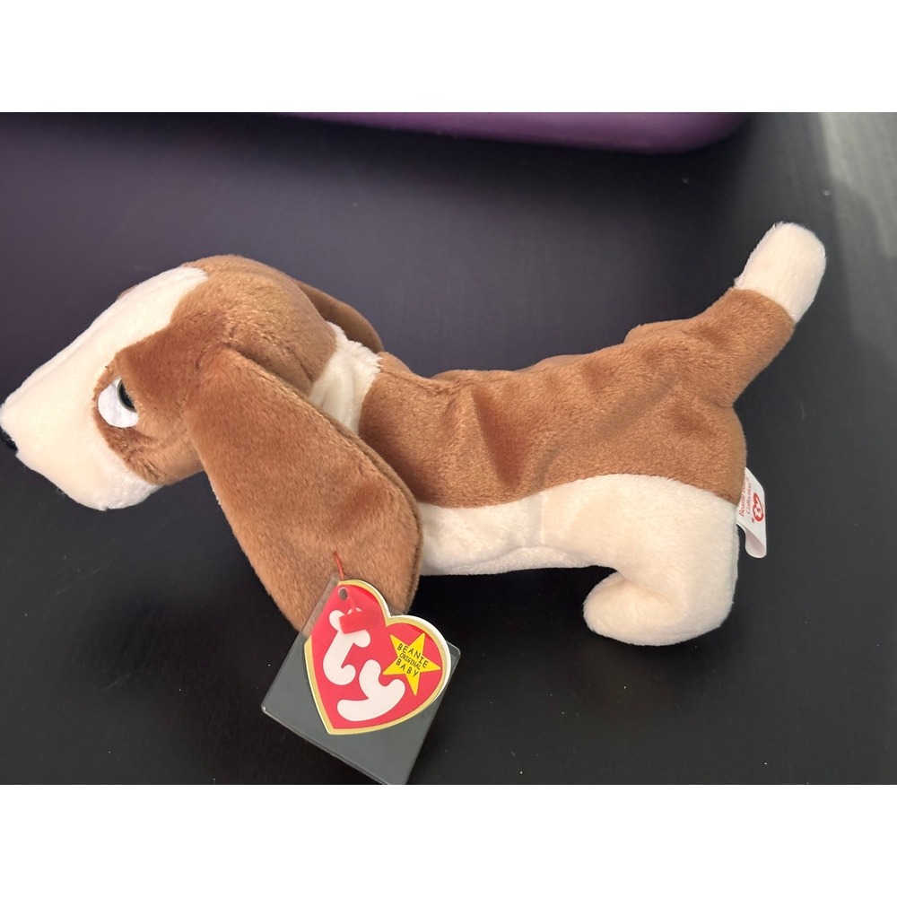 Ty Beanie Baby Tracker Basset Hound Dog Brown White Plush 1998 Vintage 4198